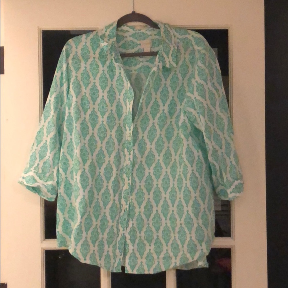 Chico’s linen no iron button down shirt